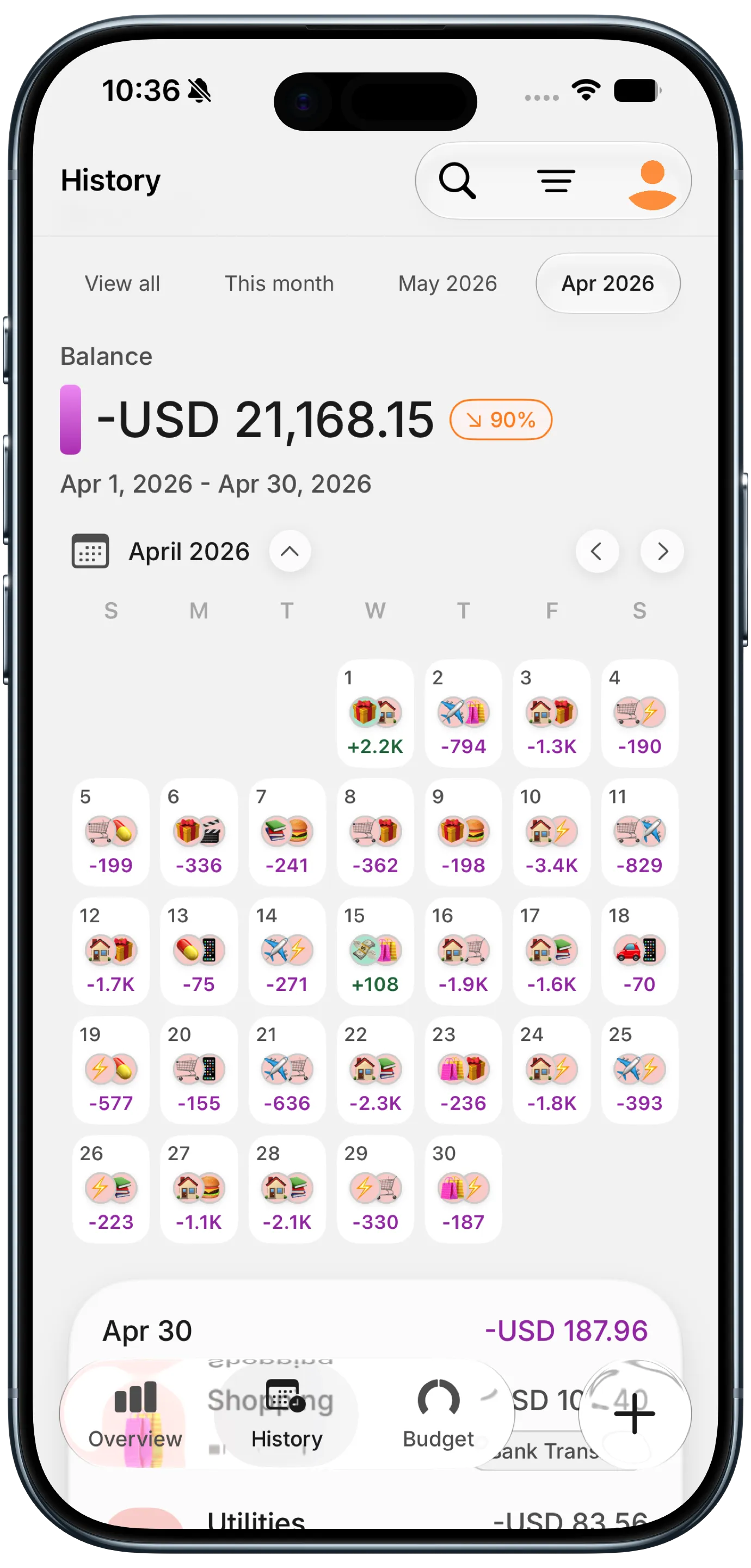 History Screen